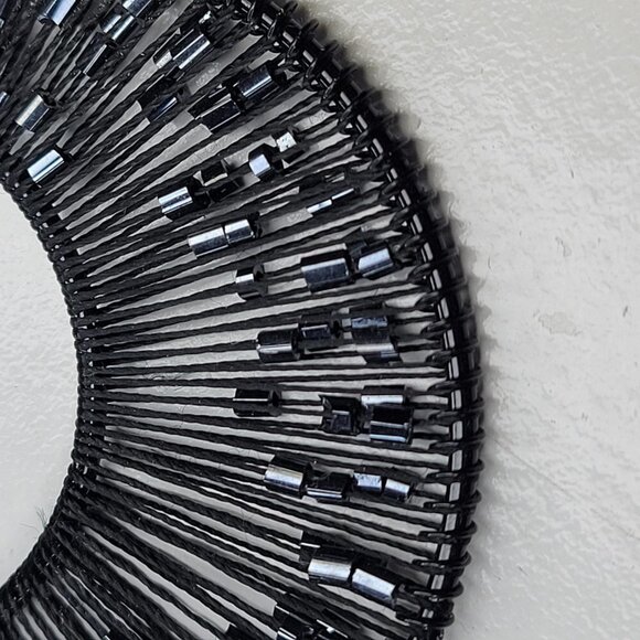 Black Beaded Round Clip On Earrings - Picture 9 of 10